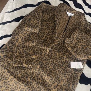 Old Navy Women's Brown Leopard Teddy Jacket